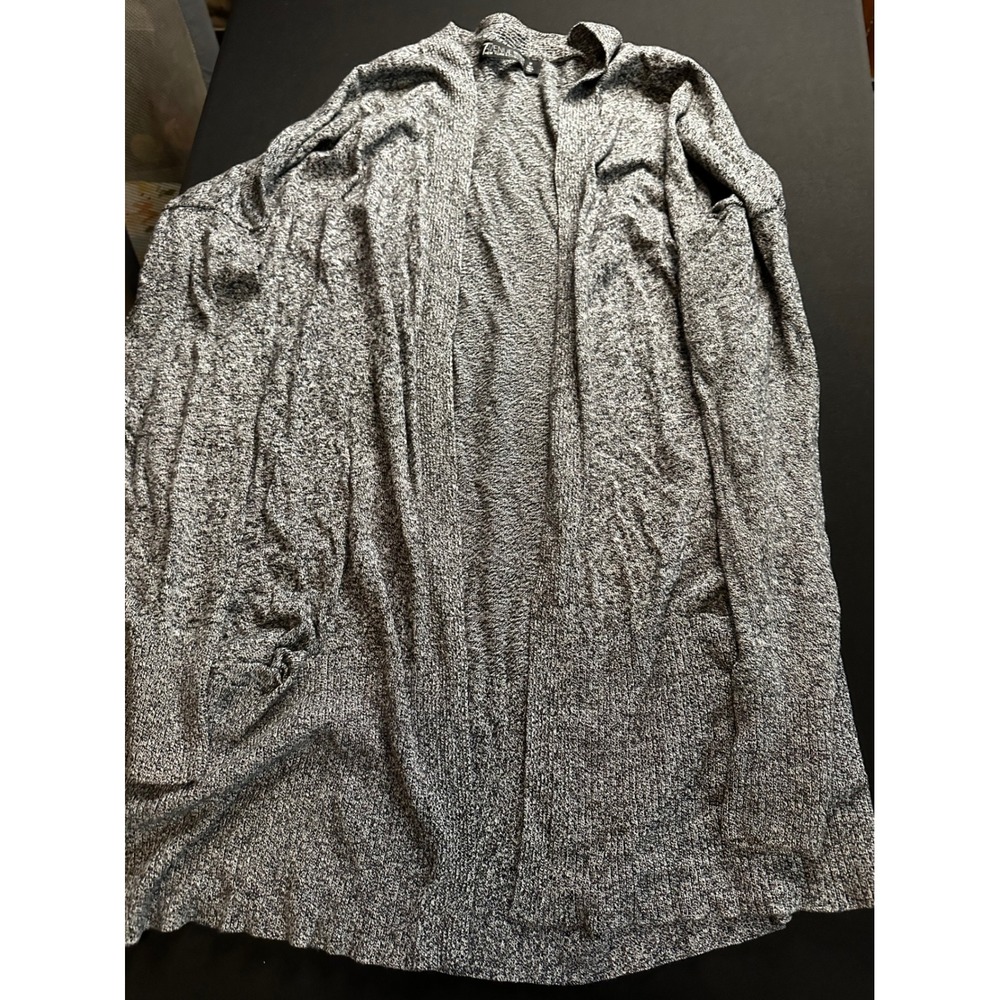 7th Avenue New York & Company Grey Marled Open Front Cardigan Tall Medium
